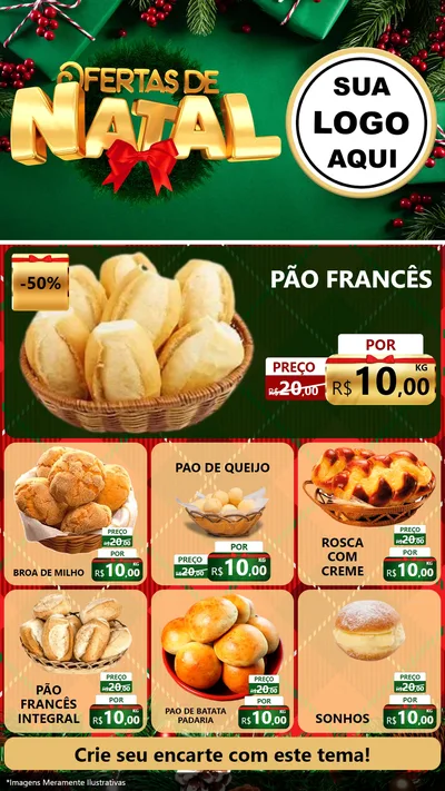 Modelo de Rede Social para Stories com o tema Ofertas de Natal para Padaria