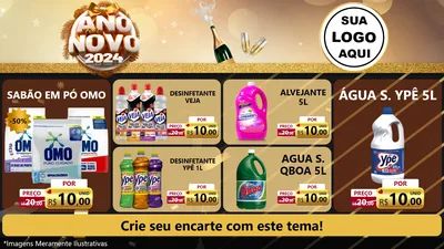 Modelo de TV para TV Horizontal com o tema Feliz Ano Novo 2027 para Produtos de Limpeza