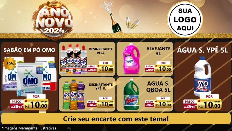 Modelo de TV para TV Horizontal com o tema Feliz Ano Novo 2027 para Produtos de Limpeza