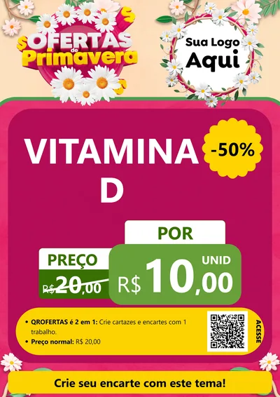 Modelo de Cartaz para Cartaz A4 Vertical com o tema Ofertas de Primavera para Farmácia