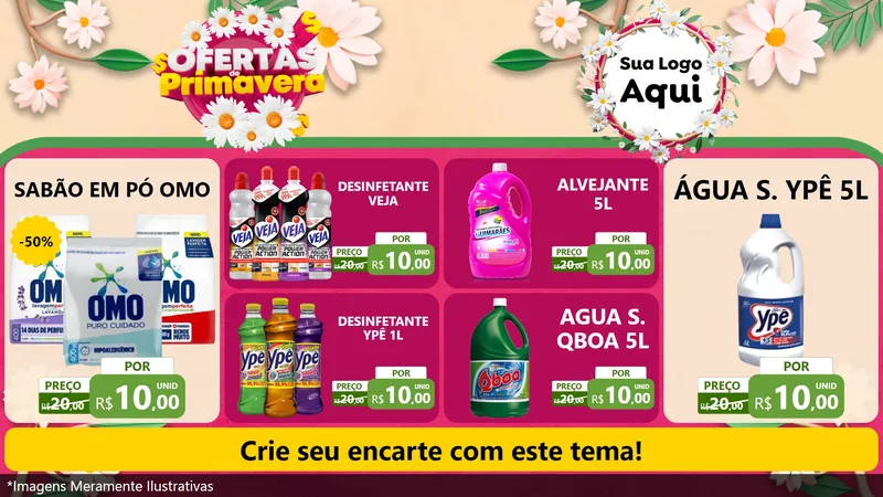 Modelo de TV para TV Horizontal com o tema Ofertas de Primavera para Produtos de Limpeza