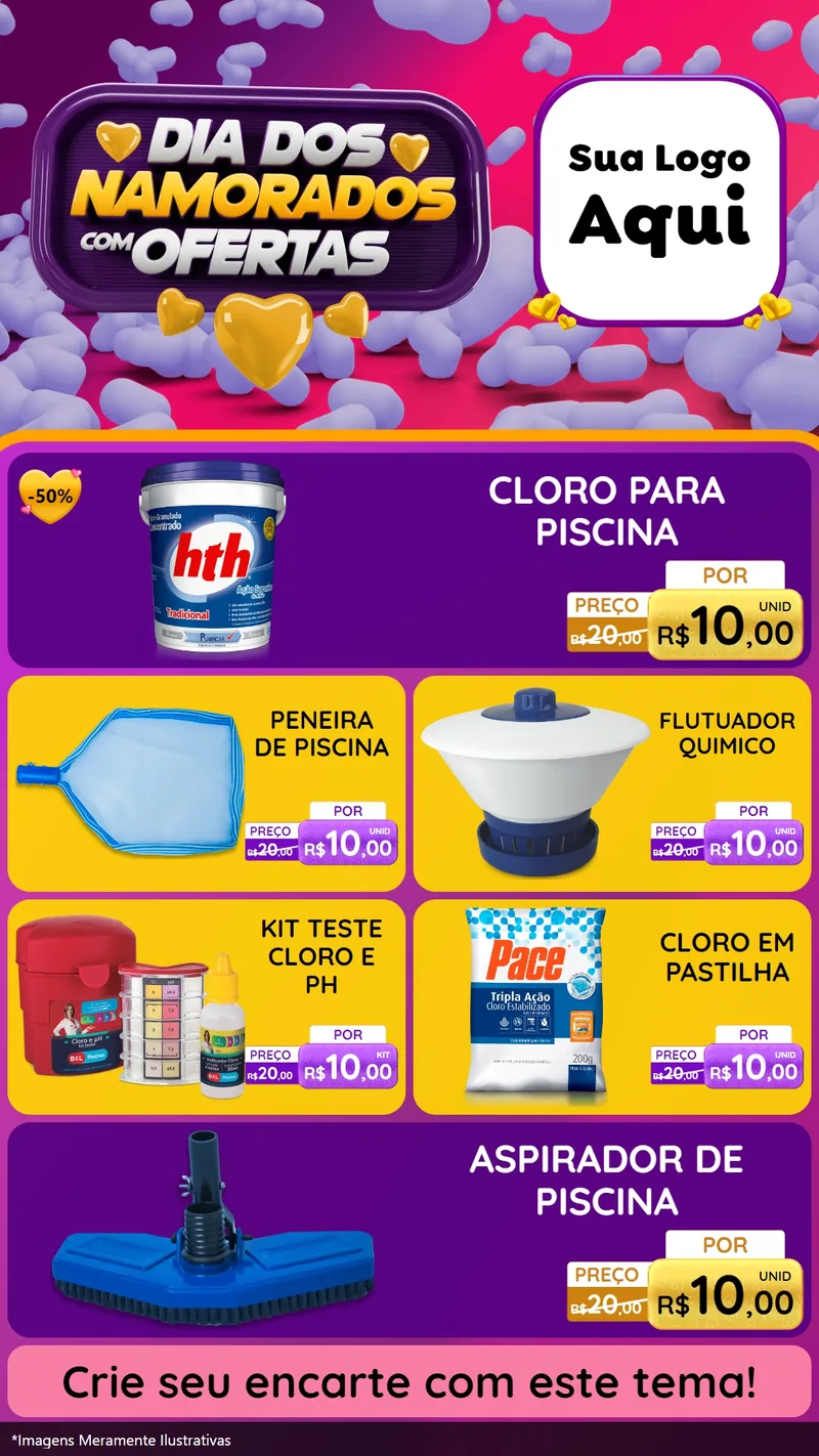 Modelo de TV para TV Vertical com o tema Dia Dos Namorados Com Ofertas para Produtos para Piscina