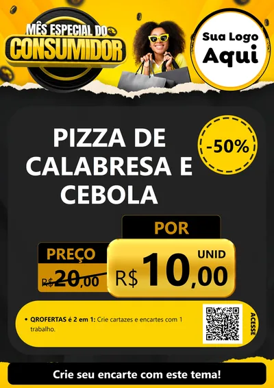 Modelo de Cartaz para Cartaz A4 Vertical com o tema Mês Especial do Consumidor para Pizzaria