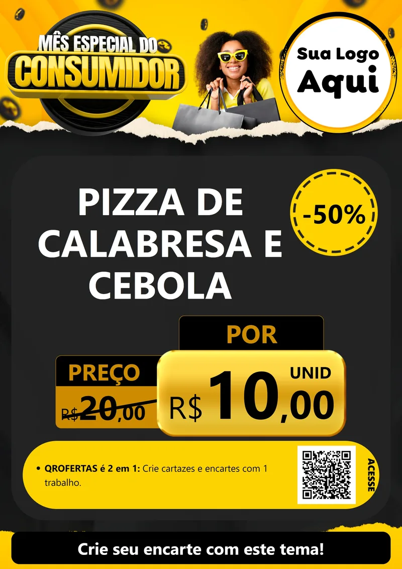 Modelo de Cartaz para Cartaz A4 Vertical com o tema Mês Especial do Consumidor para Pizzaria