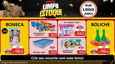 Modelo de TV para TV Horizontal com o tema Operação Limpa Estoque para Brinquedos