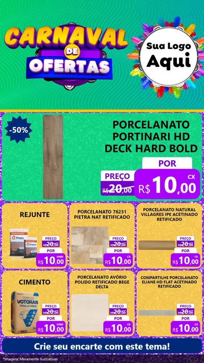 Modelo de Rede Social para Stories com o tema Carnaval de Ofertas para Pisos e revestimentos