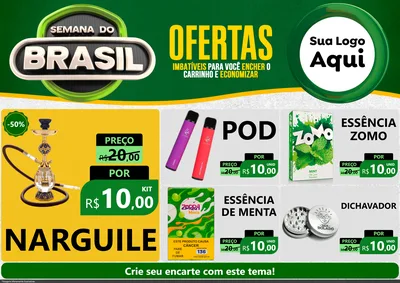 Modelo de Encarte para Encarte A4 Horizontal com o tema Semana do Brasil para Tabacaria