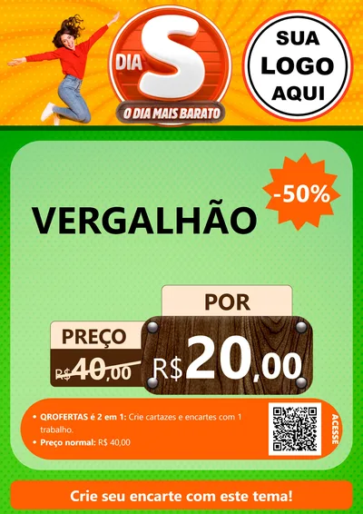 Modelo de Cartaz para Cartaz A4 Vertical com o tema Dia S - O Dia Mais Barato para Ferragens