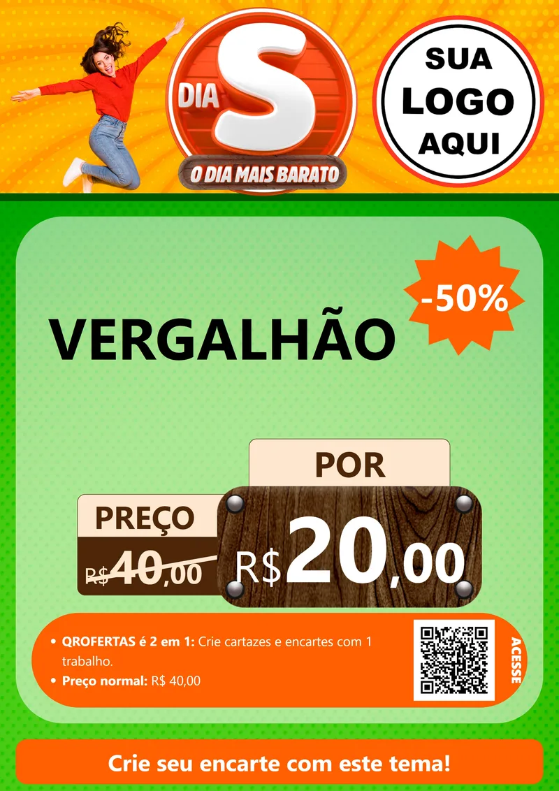 Modelo de Cartaz para Cartaz A4 Vertical com o tema Dia S - O Dia Mais Barato para Ferragens