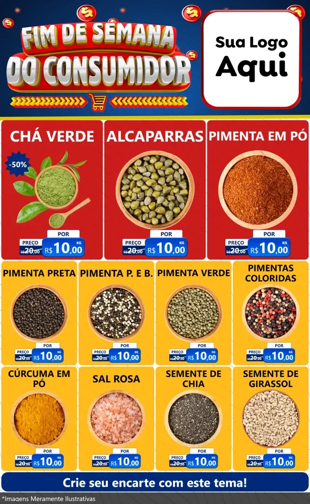 Modelo de Encarte para Encarte Grande com o tema Fim de Semana do Consumidor para Produtos Naturais