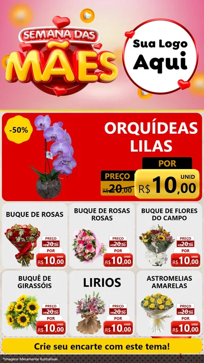 Modelo de Rede Social para Stories com o tema Semana das Mães para Floricultura e jardim