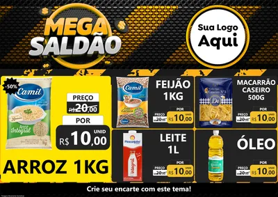 Modelo de Encarte para Encarte A4 Horizontal com o tema Mega Saldão para Supermercado