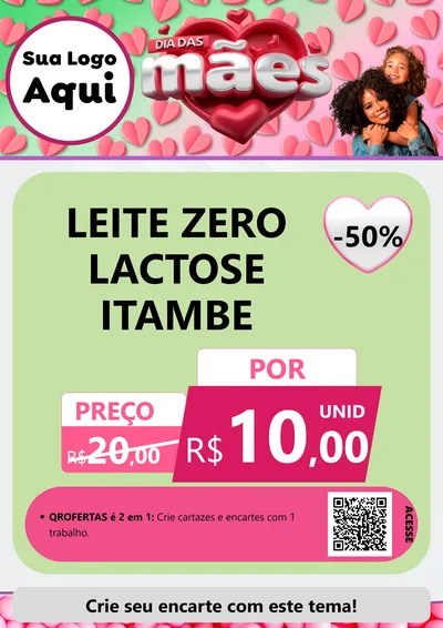 Modelo de Cartaz para Cartaz A4 Vertical com o tema Dia das Mães para Frios e Laticínios