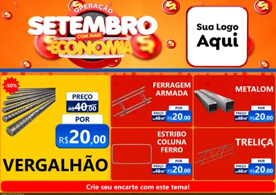 Modelo de Encarte para Encarte A4 Horizontal com o tema Operação Setembro Com Muita Economia para Ferragens