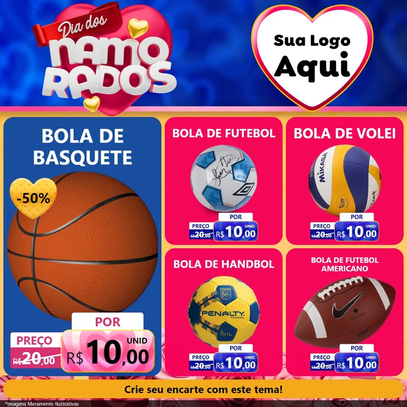 Modelo de Rede Social para Feed Facebook com o tema Dia dos namorados para Artigos Esportivos