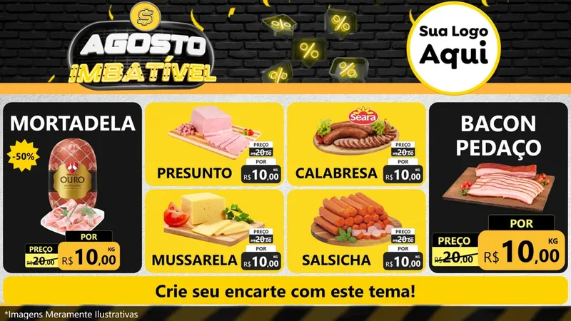 Modelo de TV para TV Horizontal com o tema Agosto Imbatível para Frios e Laticínios