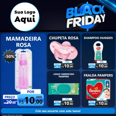 Modelo de Rede Social para Feed Facebook com o tema Black Friday para Bebês