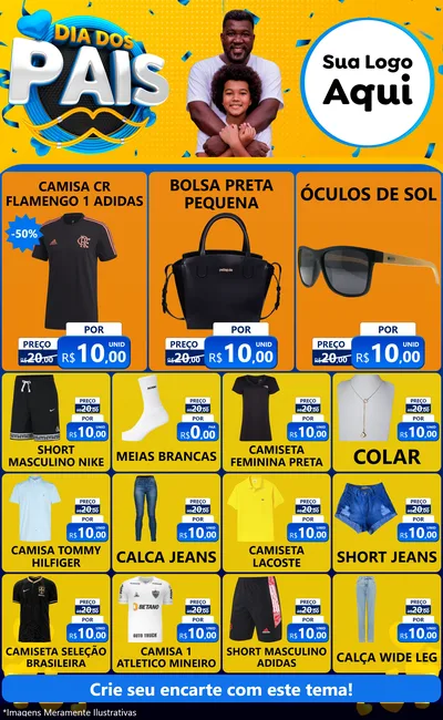 Modelo de Encarte para Encarte Grande com o tema Dia dos Pais para Roupas e acessórios