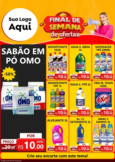 Modelo de Encarte para Encarte A4 Vertical com o tema Final de Semana de Ofertas para Produtos de Limpeza