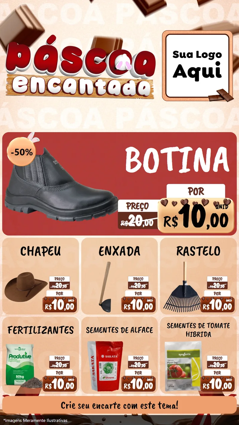 Modelo de Rede Social para Stories com o tema Páscoa Encantada para Agropecuária