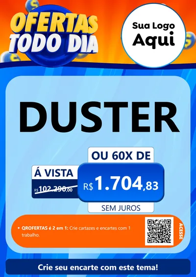 Modelo de Cartaz para Cartaz A4 Vertical com o tema Ofertas Todo Dia para Concessionaria de Carros