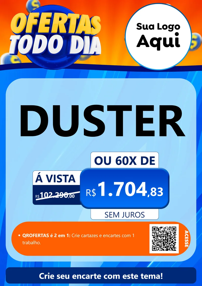 Modelo de Cartaz para Cartaz A4 Vertical com o tema Ofertas Todo Dia para Concessionaria de Carros