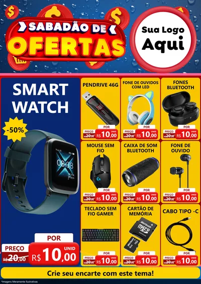 Modelo de Encarte para Encarte A4 Vertical com o tema Sabadão de Ofertas para Informática
