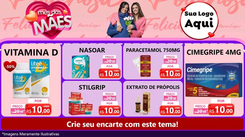 Modelo de TV para TV Horizontal com o tema Mês Das Mães para Farmácia