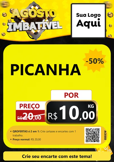 Modelo de Cartaz para Cartaz A4 Vertical com o tema Agosto Imbatível para Açougue