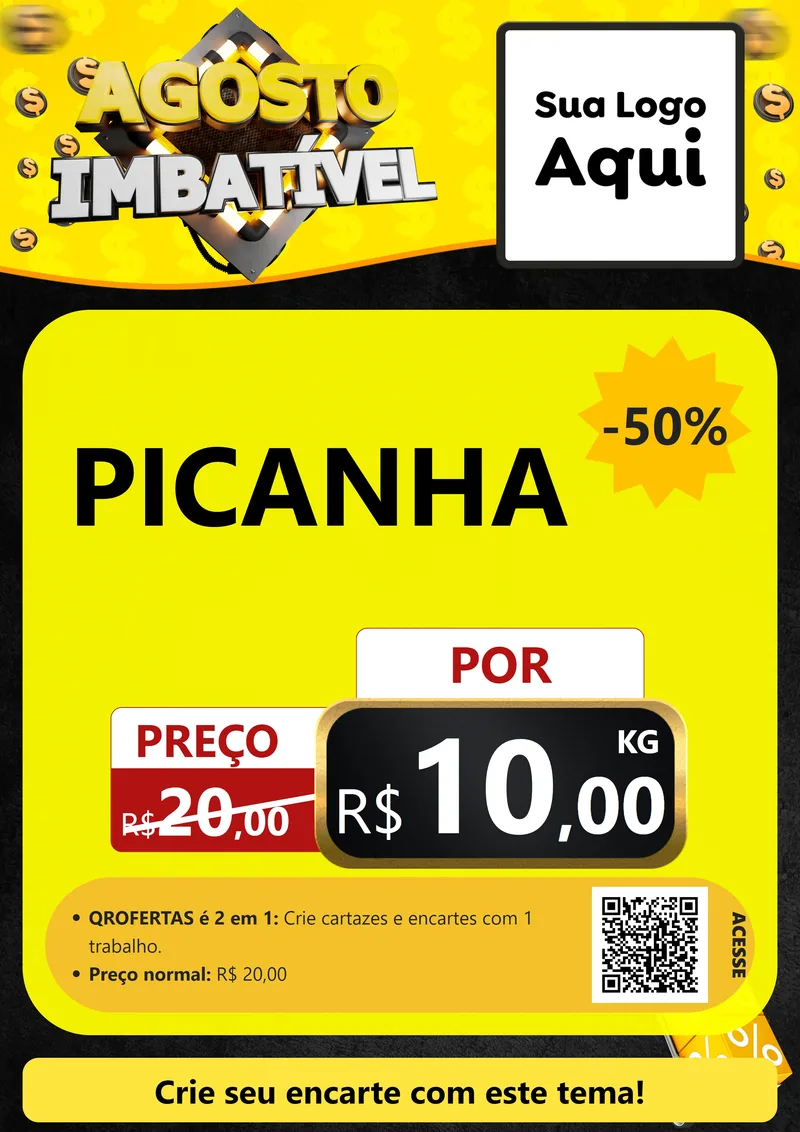 Modelo de Cartaz para Cartaz A4 Vertical com o tema Agosto Imbatível para Açougue