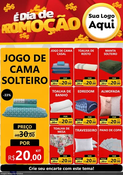 Modelo de Encarte para Encarte A4 Vertical com o tema É Dia De Promoção para Cama, Mesa e Banho