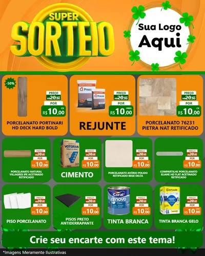 Modelo de Rede Social para Feed Instagram com o tema Super Sorteio para Pisos e revestimentos