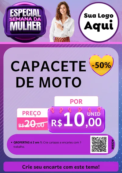 Modelo de Cartaz para Cartaz A4 Vertical com o tema Especial Semana da Mulher para Moto peças
