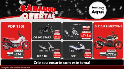 Modelo de TV para TV Horizontal com o tema Sabadou de Ofertas para Concessionaria de Motos