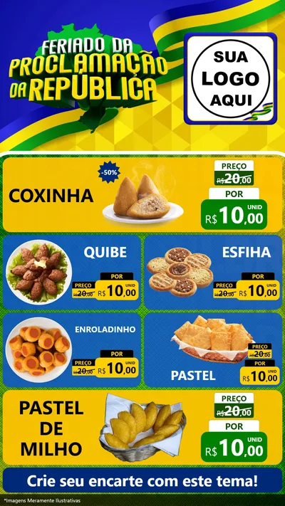 Modelo de TV para TV Vertical com o tema Feriado da Proclamação da República para Salgadaria