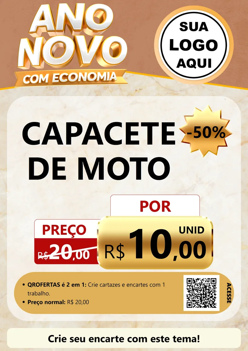 Modelo de Cartaz para Cartaz A4 Vertical com o tema Ano Novo Com Economia para Moto peças