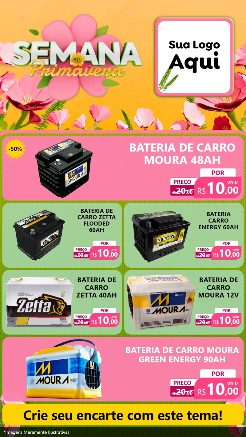 Modelo de TV para TV Vertical com o tema Semana da Primavera para Baterias Elétricas