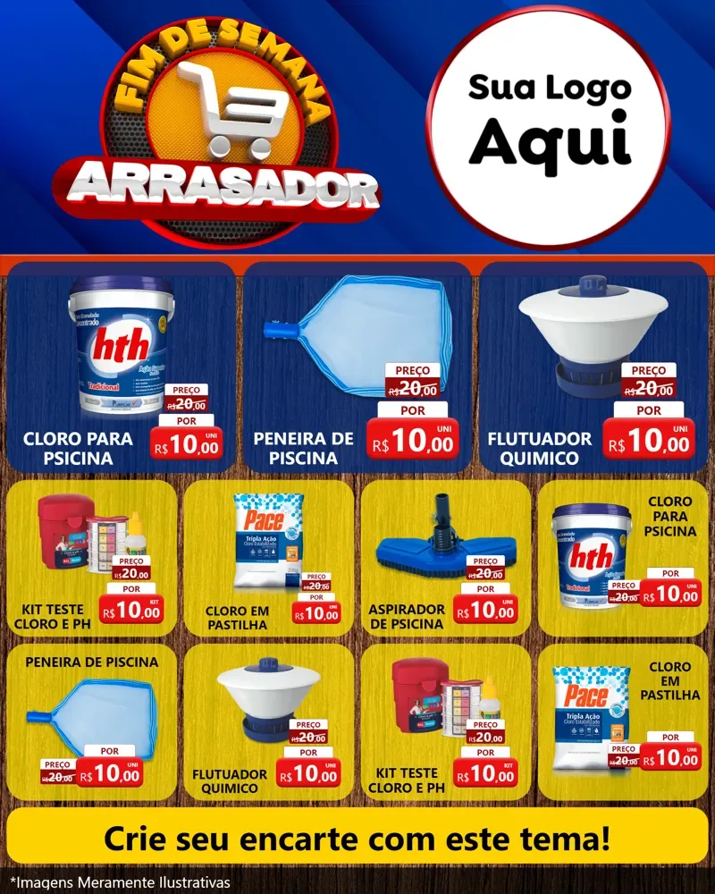 Modelo de Rede Social para Feed Instagram com o tema Fim De Semana Arrasador para Produtos para Piscina
