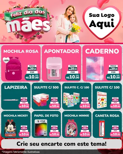 Modelo de Rede Social para Feed Instagram com o tema Feliz Dia das Mães para Papelaria