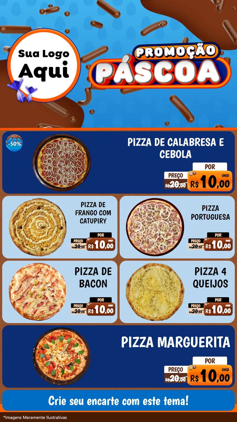 Modelo de TV para TV Vertical com o tema Promoção Páscoa para Pizzaria