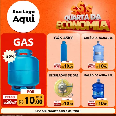 Modelo de Rede Social para Feed Facebook com o tema Quarta da Economia para Água e gás