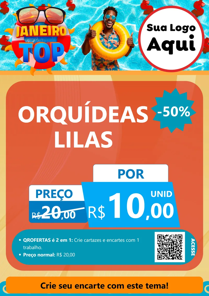 Modelo de Cartaz para Cartaz A4 Vertical com o tema Janeiro Top para Floricultura e jardim