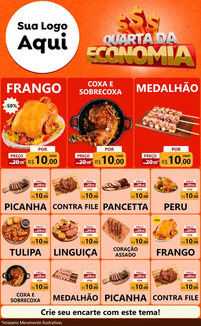Modelo de Encarte para Encarte Grande com o tema Quarta da Economia para Assados