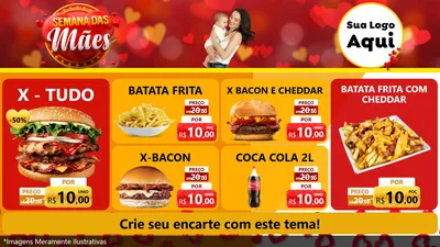 Modelo de TV para TV Horizontal com o tema Semana das Mães para Hamburgueria