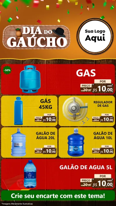 Modelo de TV para TV Vertical com o tema Dia do Gaúcho para Água e gás