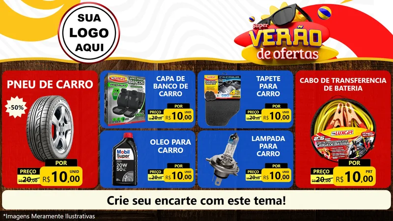 Modelo de TV para TV Horizontal com o tema Super Verão de Ofertas para Auto peças