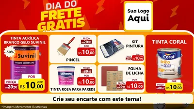 Modelo de TV para TV Horizontal com o tema Dia do Frete Grátis para Tintas e Ferramentas