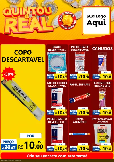 Modelo de Encarte para Encarte A4 Vertical com o tema Quintou do Real para Embalagens