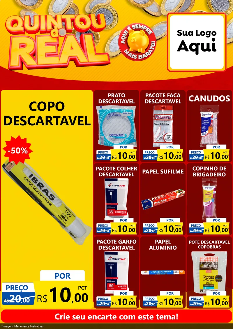 Modelo de Encarte para Encarte A4 Vertical com o tema Quintou do Real para Embalagens