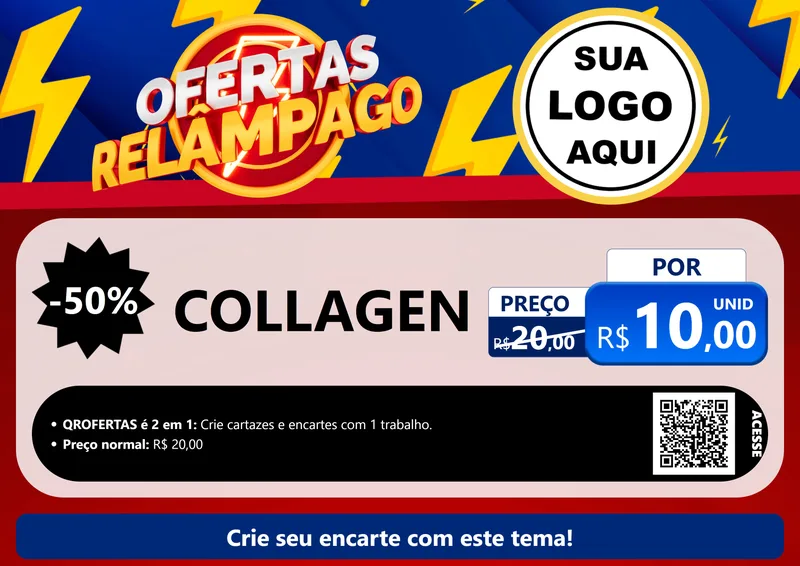 Modelo de Cartaz para Cartaz A4 Horizontal com o tema Ofertas Relâmpago para Suplementos alimentares